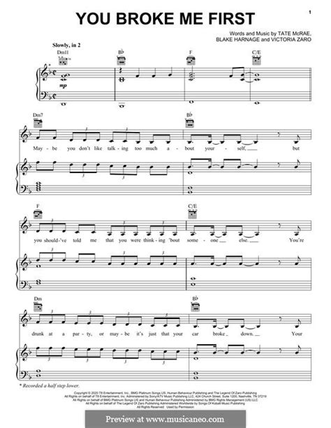 You Broke Me First by T. McRae - sheet music on MusicaNeo