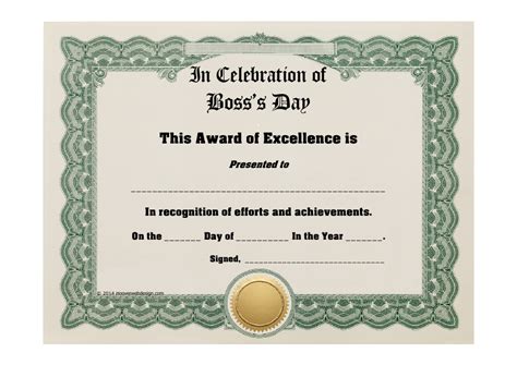 Boss's Day Certificate Template Download Printable PDF | Templateroller