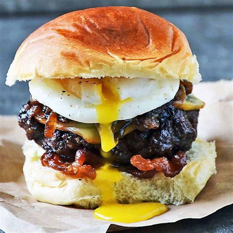 Poached Egg Burger Recipe with Caramelized Onions | Sunday Supper Movement