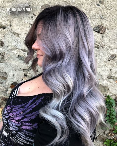 Silver hair Gray hair Balayage Lavender hair | Lavender hair, Lavender ...