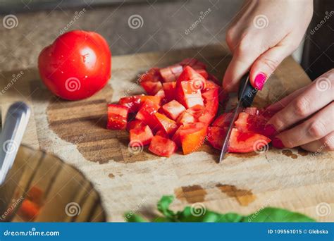 Cut Red Tomatoes into Cubes Stock Image - Image of plant, cube: 109561015