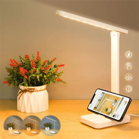 LED Desk Lamp, Reading Lamp with Touch Control, No Flicker, Foldable Table Lamp USB Plug in DC5V ...