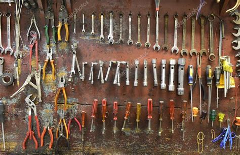 Tools of a mechanical workshop, on a wall Stock Photo by ...