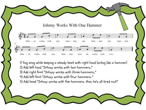 Kodaly Inspired Classroom: Preparing Steady Beat: Johnny Works With One Hammer