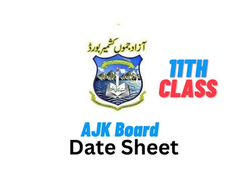 AJK BISE Mirpur Board 11th Class Date Sheet 2023