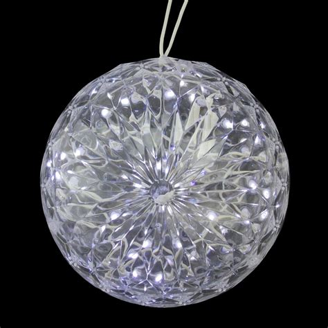 Northlight 6" White LED Lighted Hanging Crystal Sphere Ball Outdoor Decoration - Walmart.com ...