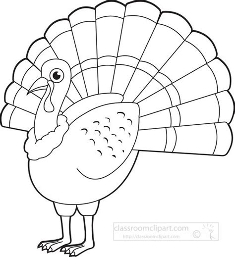 Bird Clipart-brown turkey black white outline clipart