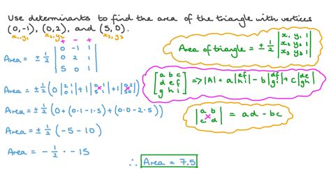 Question Video: Computing Area of Triangle Using Determinant of a Matrix | Nagwa