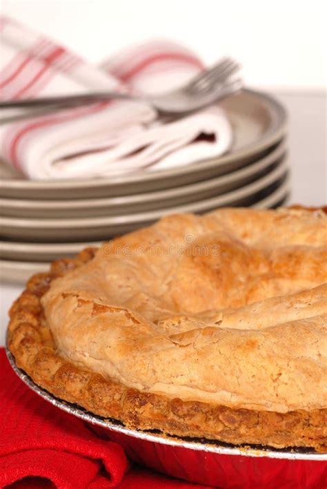 Whole Apple Pie with a Flaky Crust Stock Photo - Image of napkin, food ...