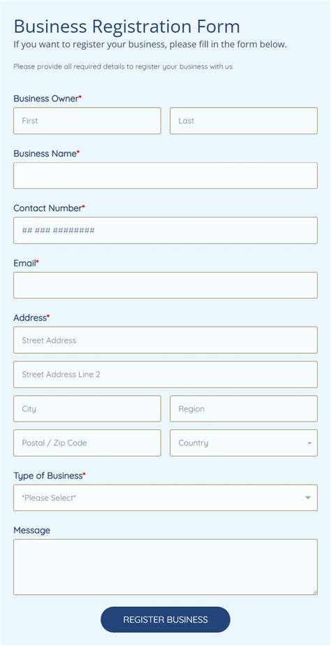 Business Registration Form Template | 123FormBuilder