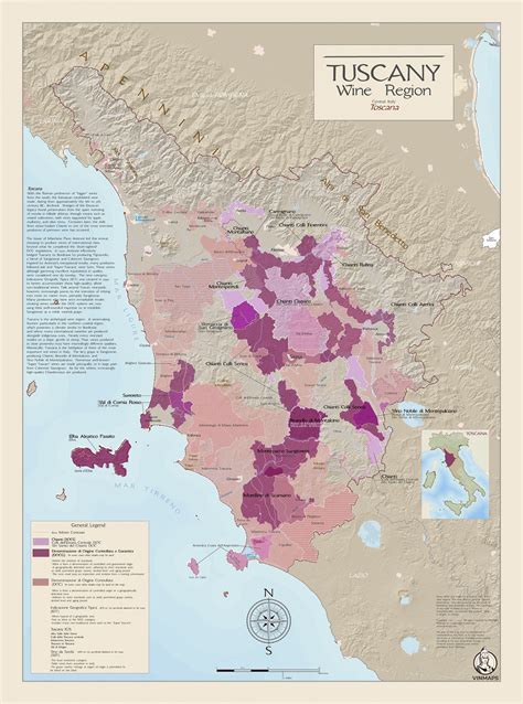 Tuscany Wine Region Map