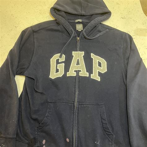 GAP navy blue zip up hoodie ! hardly worn no loose... - Depop