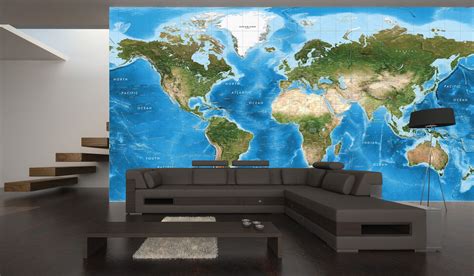 Giant World Map, World Map Mural, World Map Wall Decal, Map Wall Mural, Map Murals, World Map ...