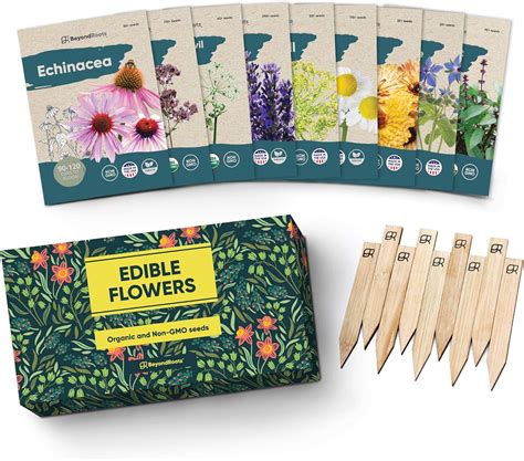 Amazon.com : 100% Edible Flower Seeds for Planting - Certified Organic Seeds - 9 Flower Garden ...