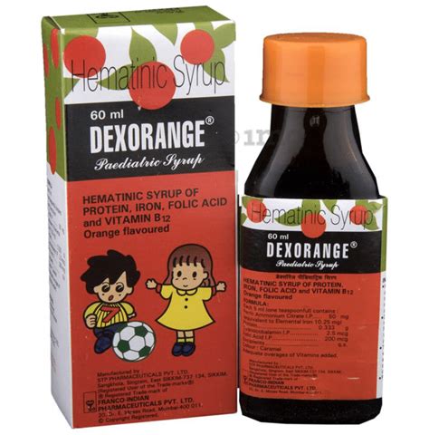 Dexorange Paediatric Syrup Orange: Buy bottle of 60.0 ml Syrup at best price in India | 1mg