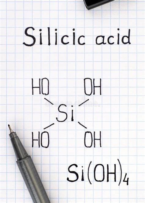 Chemical Formula Of Silicic Acid With Black Pen. Stock Image - Image of ...