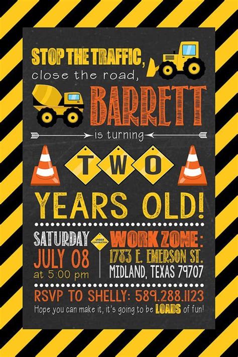 Construction Birthday Invitation Construction Party Boy 2nd | Etsy in 2021 | Boy birthday ...