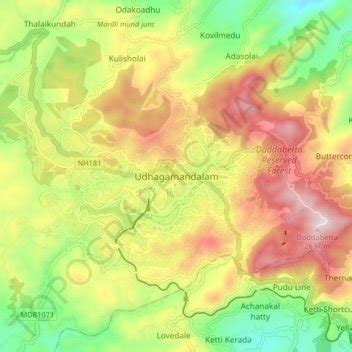 Udhagamandalam topographic map, elevation, terrain