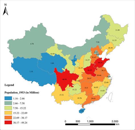 Population Distribution of China in 1953 (Taiwan is excluded).:... | Download Scientific Diagram