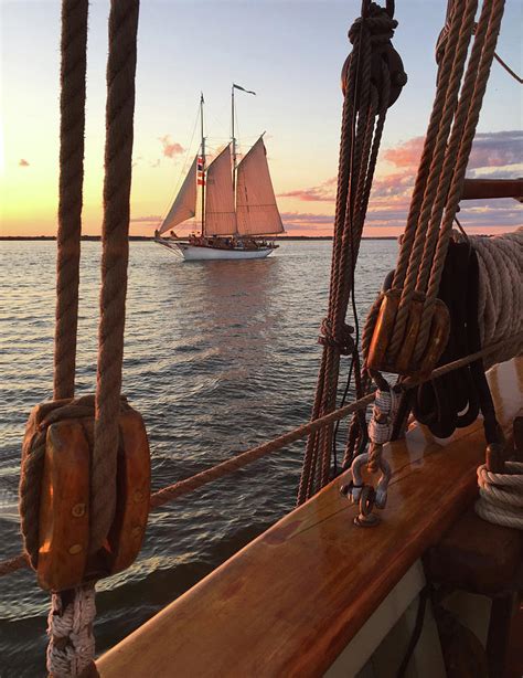 Tall Ship Sunset Sail Photograph by David T Wilkinson - Fine Art America