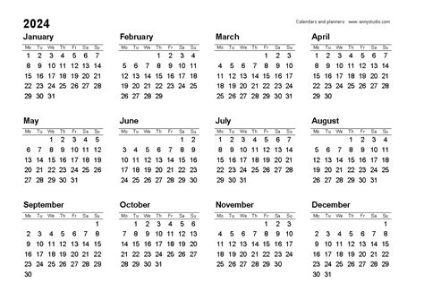 Printable Yearly Calendar 2024 - Calendar 2024 All Holidays