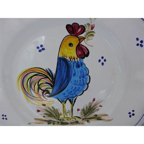 Decorative Italian Ceramic Plate With Rooster | Chairish