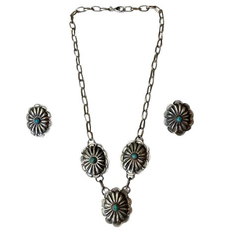 Sterling Concho Turquoise Necklace/Earring Set – Briscoe Museum Store