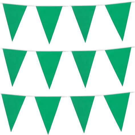 Green Bunting 10M 20 Flags Plastic Pennants Party Garland Decor Indoor ...