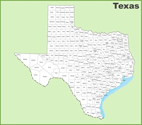 Texas Counties On A Map - Coleen Catharine