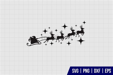 Santa Sleigh And Reindeer SVG - Gravectory