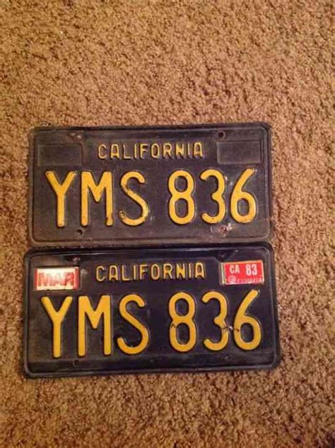 Vintage Pair Of California Black License Plates 1983 Tags