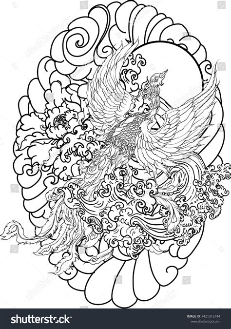 Japanese Peacock Tattooasian Phoenix Fire Bird Stock Vector (Royalty Free) 1421312744 | Shutterstock