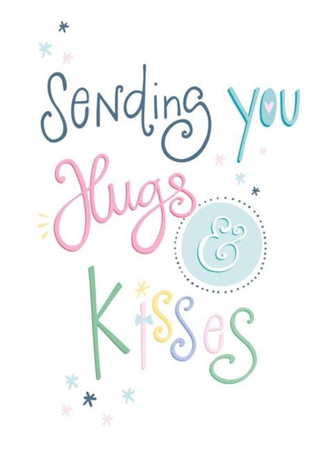 Sending You Hugs And Kisses Typographic Card | Moonpig