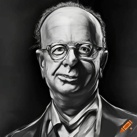 Black and white pencil drawing of klaus schwab behind his office desk ...