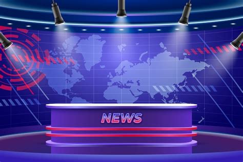 Fondo de estudio de noticias realista | Vector Gratis