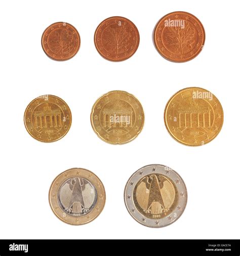 Full series of German Euro coins currency of the European Union isolated over white Stock Photo ...