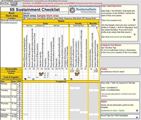 5S Sustainment Checklist | Preventive maintenance, Schedule template ...