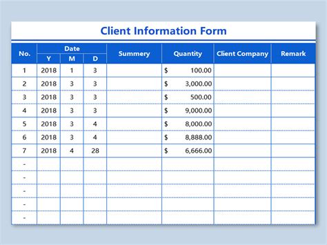 EXCEL of Client Information Form.xlsx | WPS Free Templates