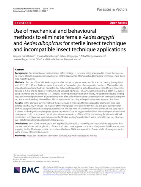 (PDF) Use of mechanical and behavioural methods to eliminate female ...