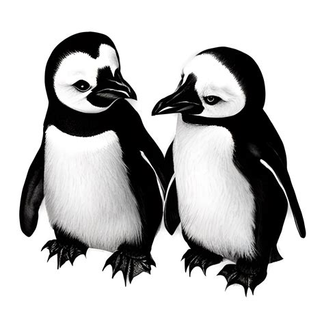 Black And White Penguin Drawing PNG Free Stock Photo - Public Domain Pictures