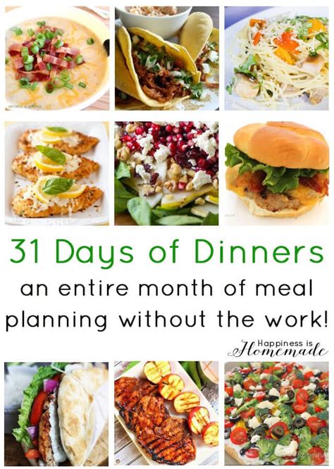 Meal Planning: 31 Days of Dinner Recipes & Ideas - Happiness is Homemade