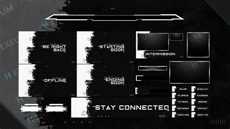 Duality, Black and White Twitch Overlay : Animated Package - Hexeum