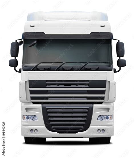 White DAF XF truck front view isolated on white background. Stock Photo | Adobe Stock