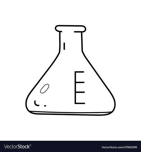 Conical flask doodle outline Royalty Free Vector Image