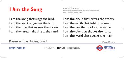 I am the Song – Poems on the Underground