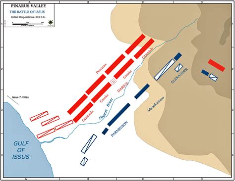 Map of the Battle of Issus 333 BC - Initial Situation