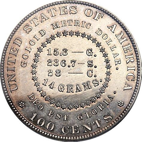 USA 100 Cents "Goloid Metric Dollar (Pattern)" 1879 coin value ...