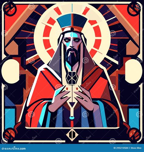 Jesus Christ with Cross in His Hands. Vector Illustration in Retro ...