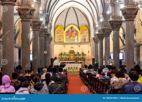 Sunday Mass in Xizhimen Roman Catholic Church in Beijing, China ...