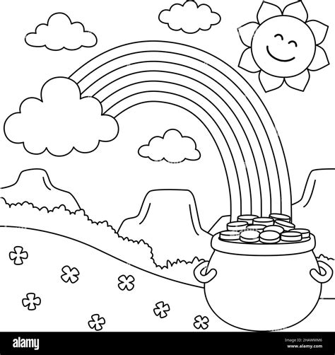 Coloring Pages Rainbow Pot Of Gold